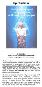 Spiritualism: God does not speak through dead people nor spirits